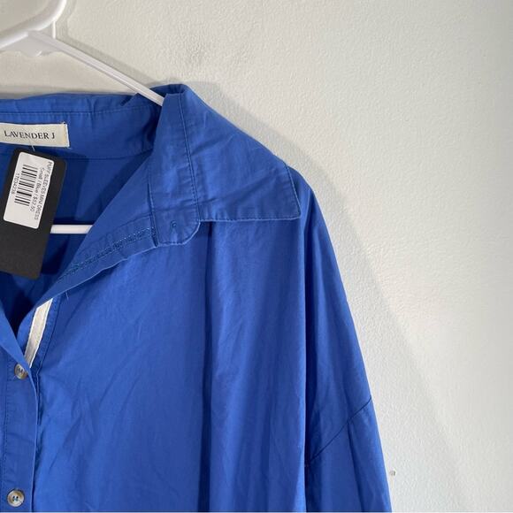 NWT Vici Lavender J Blue 100% Cotton Poplin Button Down Shirt Mini Dress Small - Picture 6 of 15